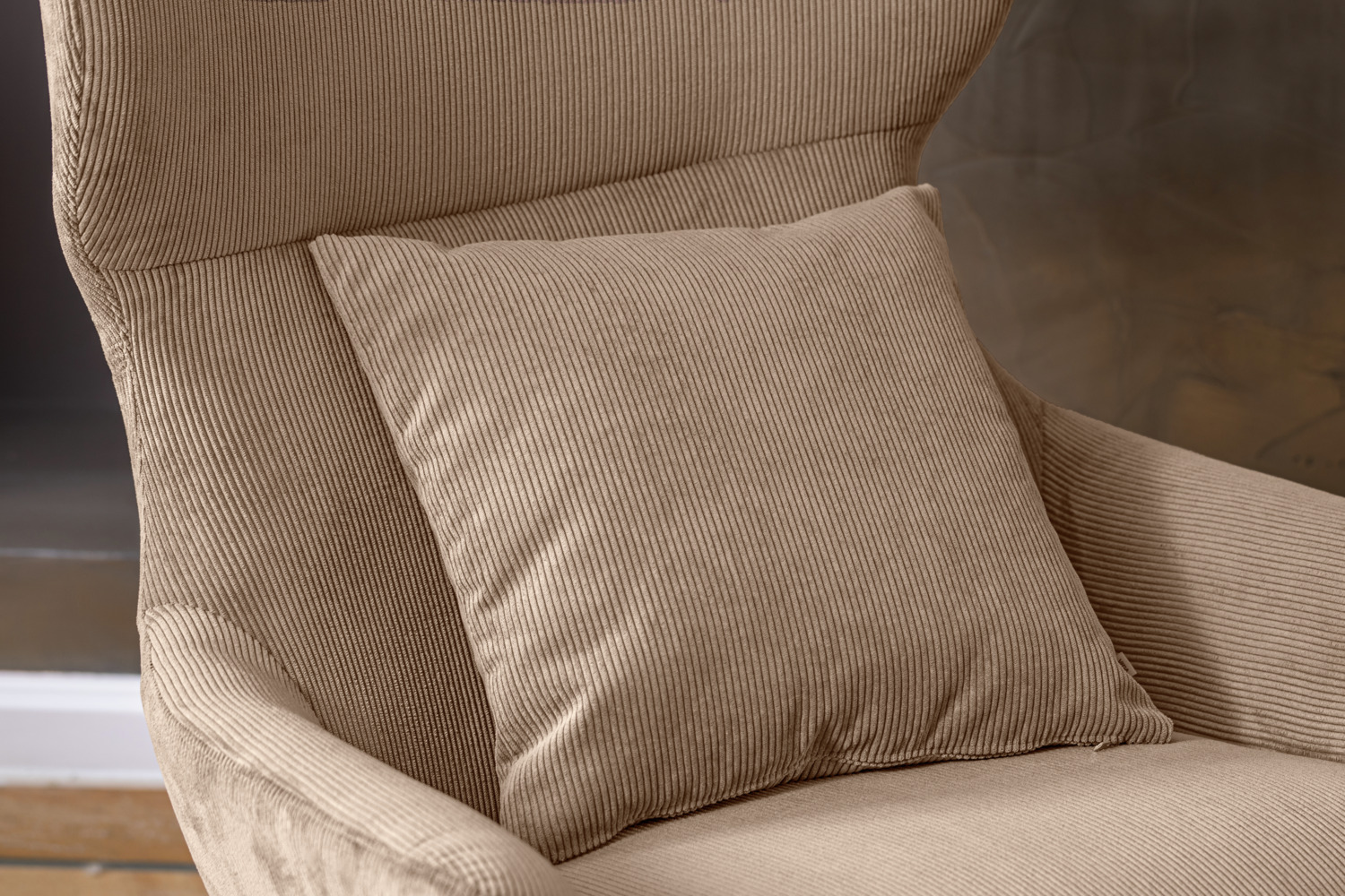 VEGA Malin Decorative Pillow Cover, Taupe, 40x40 cm Square Corduroy Fabric, Hard-wearing Polyester and Polyamide, Zipper Closure, Without Filling