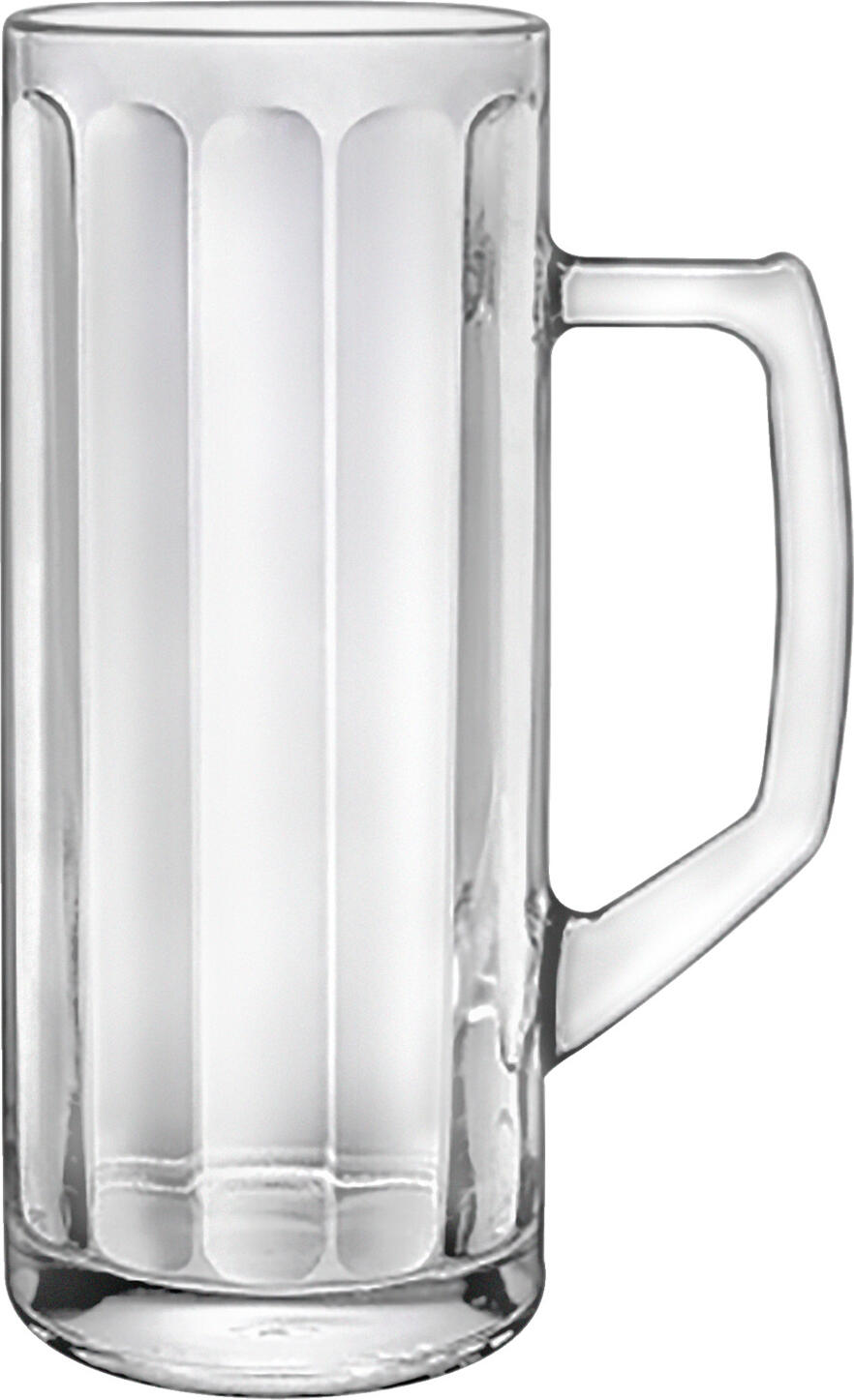 Borgonovo VETRERIA DI BORGONOVO S.P.A. Beer mug  Reno Ottica with filling line Bierkrug  Reno Ottica mit Eichstrich Beer mug  Reno Ottica with filling line; 375 ml, 6.7x16.4 cm (ØxH); transparent; 0.3 l Filling line, 6 piece / pack Bierkrug  Reno Ottica mit Eichstrich; 375 ml, 6.7x16.4 cm (ØxH); transparent; 0.3 l Eichstrich, 6 Stück / Pack Classic, sturdy handle mug made of glass. With filling line. Dishwasher safe. Klassischer, robuster Henkelkrug aus Glas. Mit Eichstrich. Spülmaschinenfest.