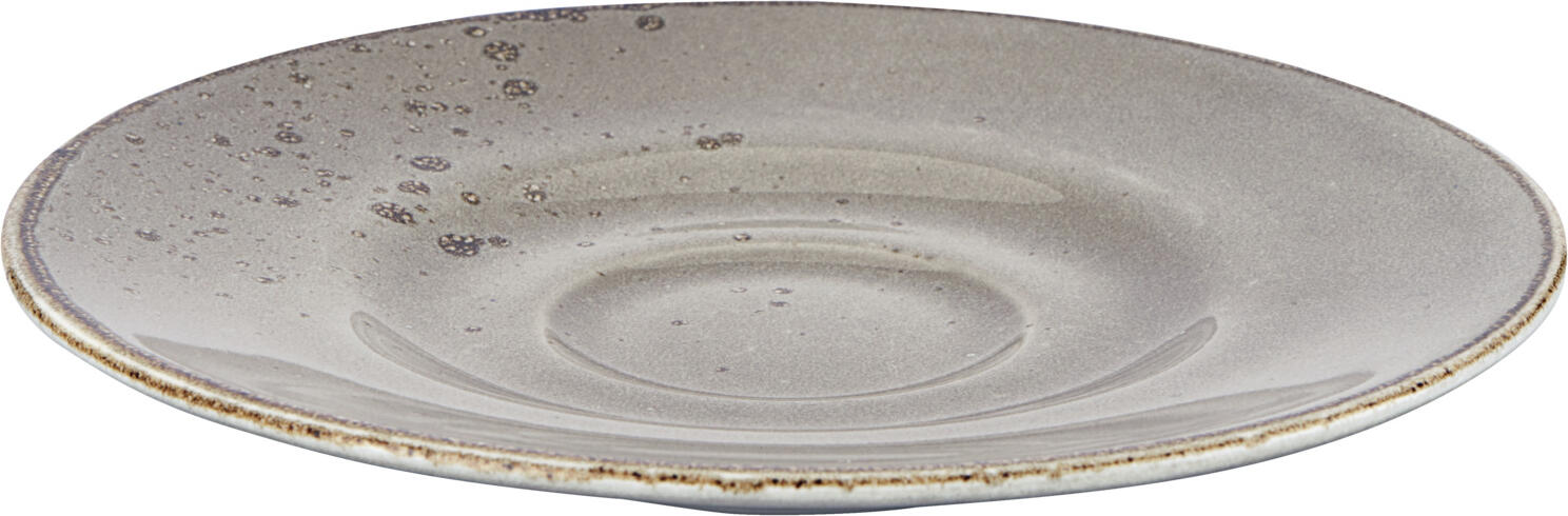 VEGA Palana Grey Coffee Saucers, Colored Stoneware, 16.5 cm Round with Irregular Edges and Speckled Finish, Dishwasher and Microwave Safe, Set of 6