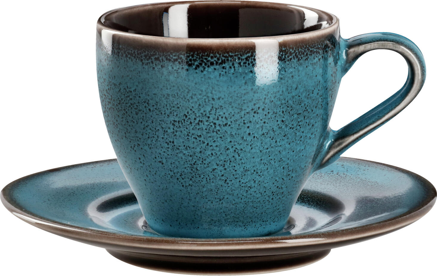 Farfurii pentru espresso Vega Lusini Oriento, Albastre, Gresie, 12.4 cm, Margini Irregulate, Finisaj Petrat, Compatibile cu Mașina de Spălat Vase și Cuptorul cu Microunde