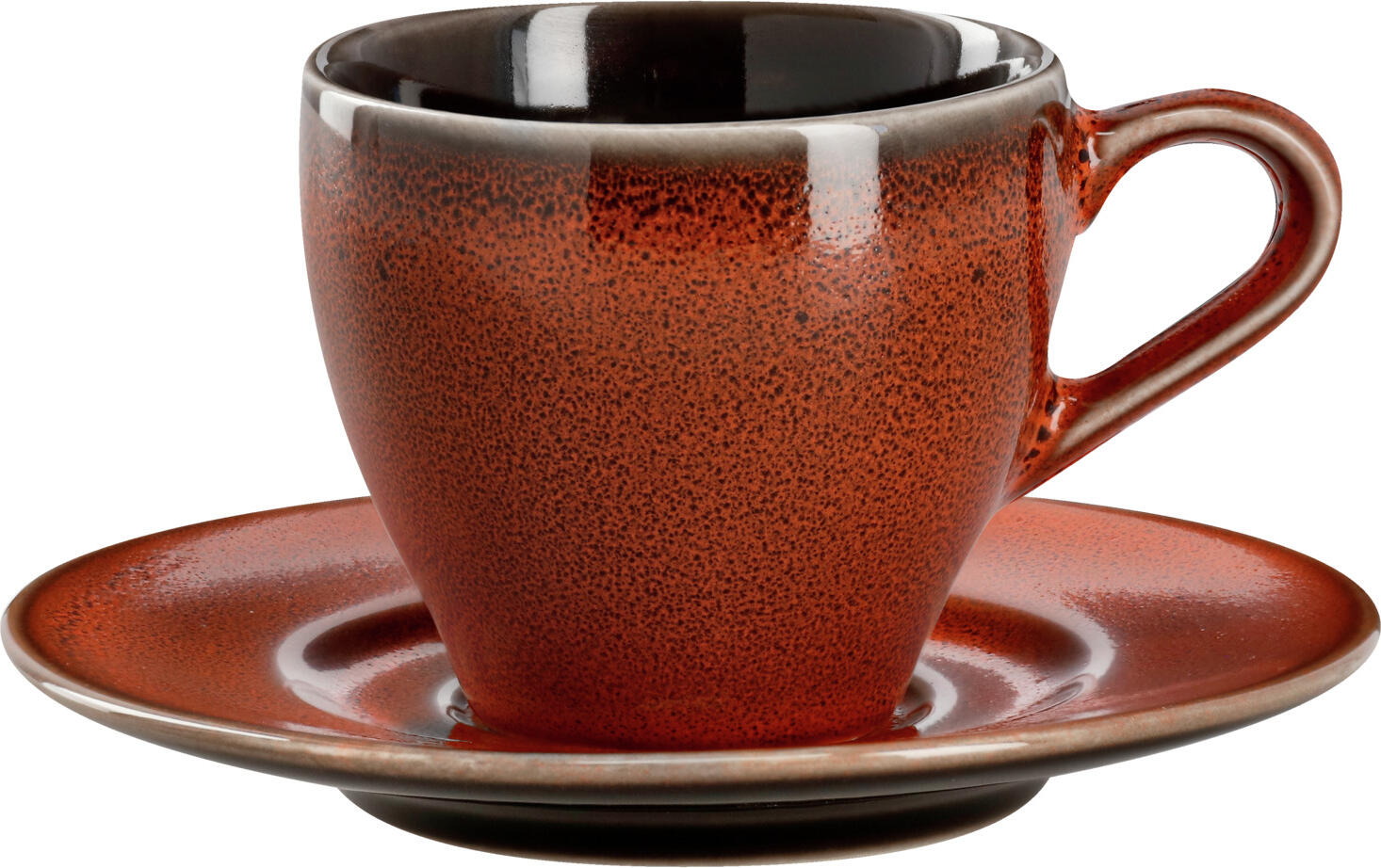Vega Lusini Oriento Espresso Saucers, Terracotta, Stoneware, 12.4 cm, Irregular Edges, Speckled Finish, Dishwasher and Microwave Safe