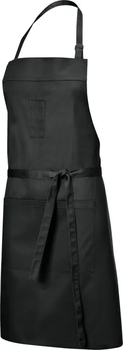 Pulsiva Lusini Lionel Bib Apron, Black, 88 x 80 cm, 65% Polyester 35% Cotton, 200 g/m², Washable at 60°C, with Belly Pocket and Pen Pocket