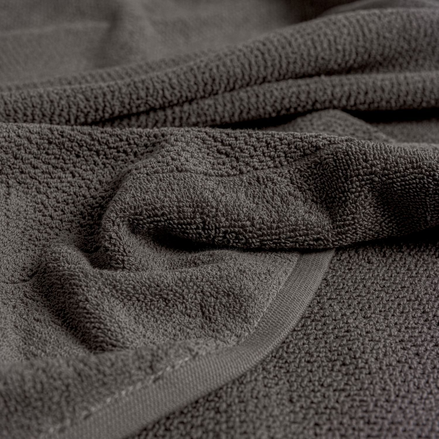 LUSINI Duo Shower Towel, Grey, 100% Cotton Twisted Terry 2-Ply, 70 x 140 cm, High Absorbency and Durability, Personalizable, 500 g/m²