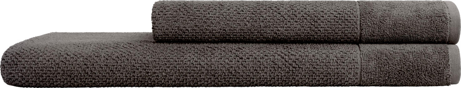 LUSINI Duo Shower Towel, Grey, 100% Cotton Twisted Terry 2-Ply, 70 x 140 cm, High Absorbency and Durability, Personalizable, 500 g/m²