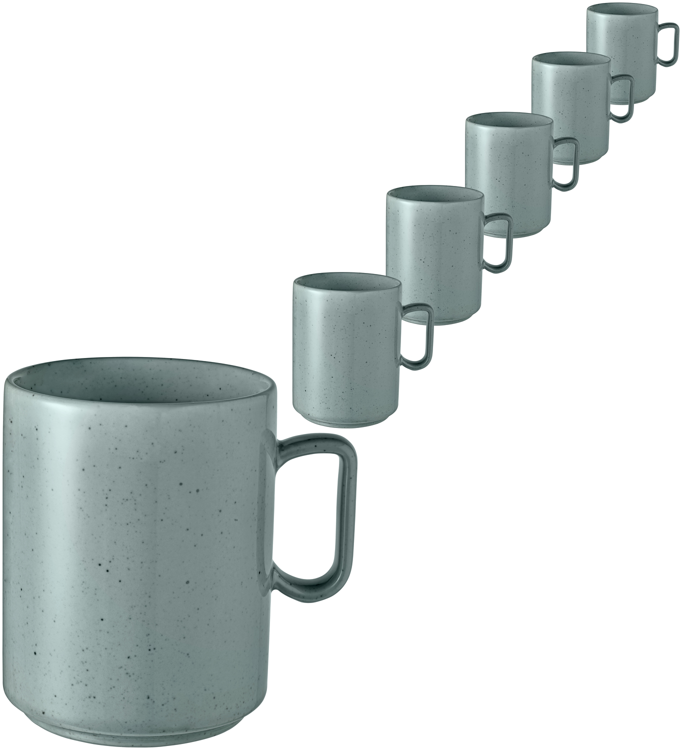 VEGA LUSINI Alessia Coffee Mug, 320ml Speckled Turquoise Colored Porcelain, Stackable Design, Dishwasher and Microwave Safe