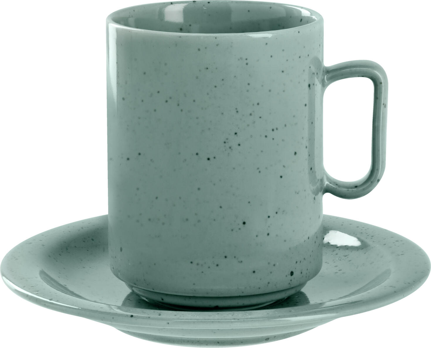VEGA LUSINI Alessia Coffee Mug, 320ml Speckled Turquoise Colored Porcelain, Stackable Design, Dishwasher and Microwave Safe