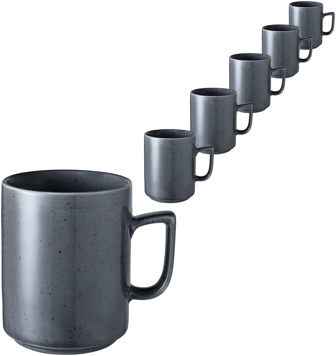 VEGA LUSINI Alessia Coffee Mug, 320ml Grey Speckled Colored Porcelain, Stackable Design, Dishwasher and Microwave Safe