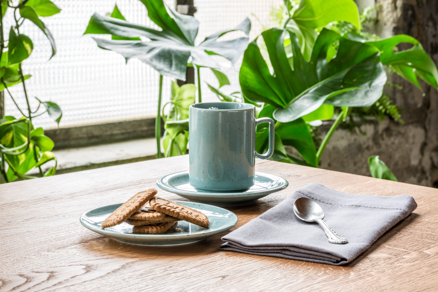 VEGA LUSINI Alessia Coffee Mug, 320ml Grey Speckled Colored Porcelain, Stackable Design, Dishwasher and Microwave Safe