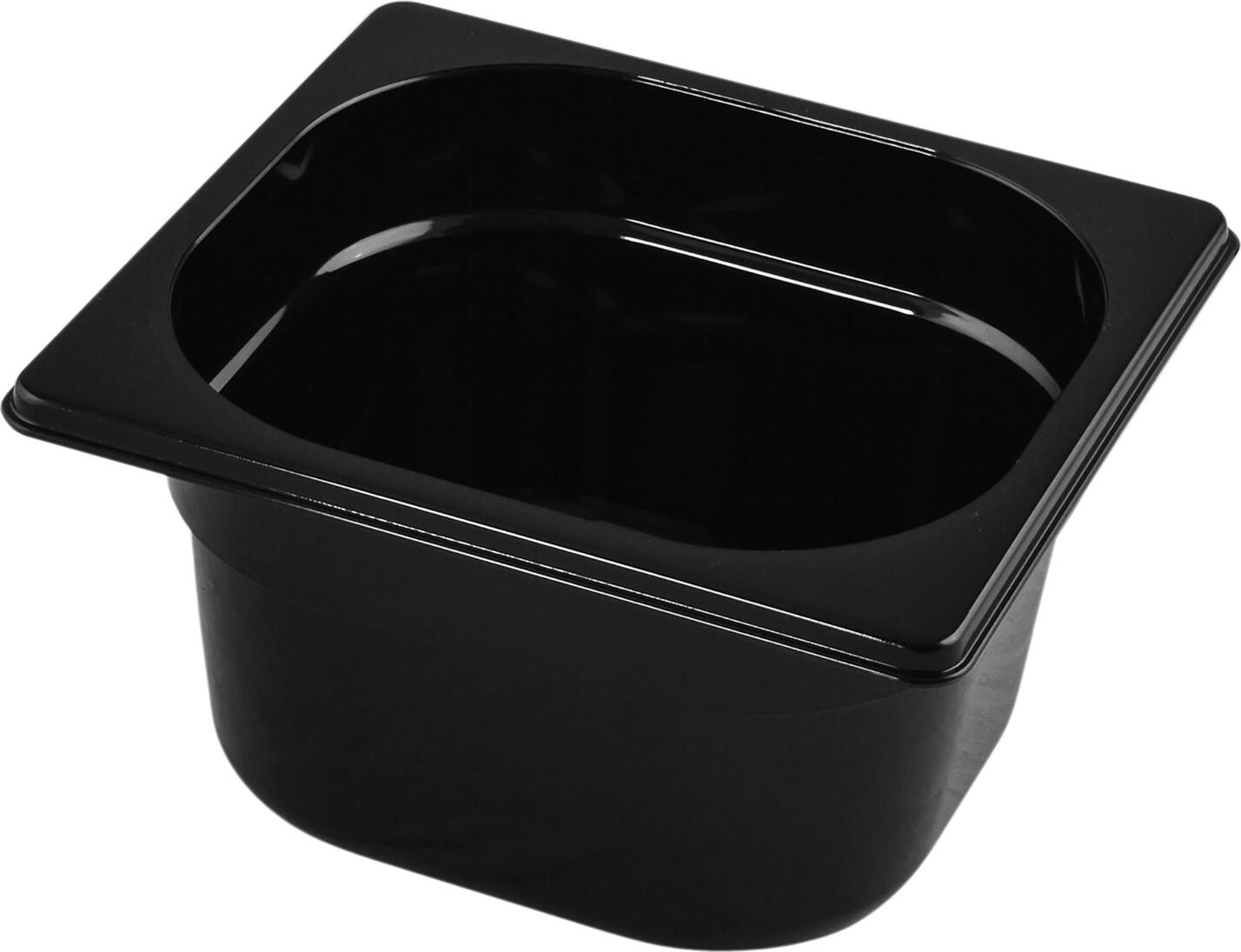 VEGA LUSINI Solutions GmbH GN container 1/6 Nero GN-Behälter 1/6 Nero GN container 1/6 Nero; GN 1/6, 1.6 l, 17.6x16.2x10 cm (LxWxD); black GN-Behälter 1/6 Nero; GN 1/6, 1.6 l, 17.6x16.2x10 cm (LxBxT); schwarz GN container 1/6 made of transparent, food safe Tritan (copolyester). Shockproof and stackable. Operating range from -40 °C to +90 °C. With liter scale. Without bisphenol-A. Suitable for dishwasher. GN-Behälter 1/6 aus schwarzem, lebensmittelechtem Tritan (Copolyester). Stoßfest und stapelbar. Einsatzbereich von -40 °C bis +90 °C. Mit Literskala. Ohne Bisphenol A. Spülmaschinengeeignet.
