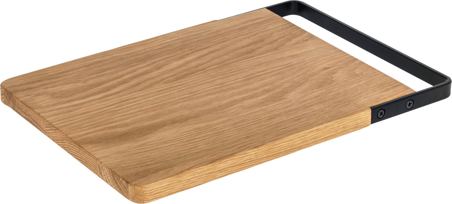 VEGA LUSINI Solutions GmbH Food board Esino Speisenbrett Esino Food board Esino; 31x21x1.5 cm (LxWxH); brown/black; rectangular Speisenbrett Esino; 31x21x1.5 cm (LxBxH); braun/schwarz; rechteckig Oiled oak serving board with modern steel handle in black. Speisenbrett aus geöltem Eichenholz mit modernem Stahlgriff in schwarz.