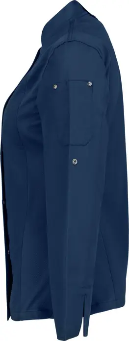 Jobeline Carter Women's Chef Jacket, Size 56, Long-Sleeved Polyester Cotton Blend, Breathable Mesh Inserts, Roll-up Sleeves, Navy Blue, OEKO-TEX Standard 100