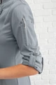 Jobeline Carter Women's Long-Sleeved Chef's Jacket, Polyester-Cotton Blend, Breathable Mesh Inserts, Roll-up Sleeves, Grey
