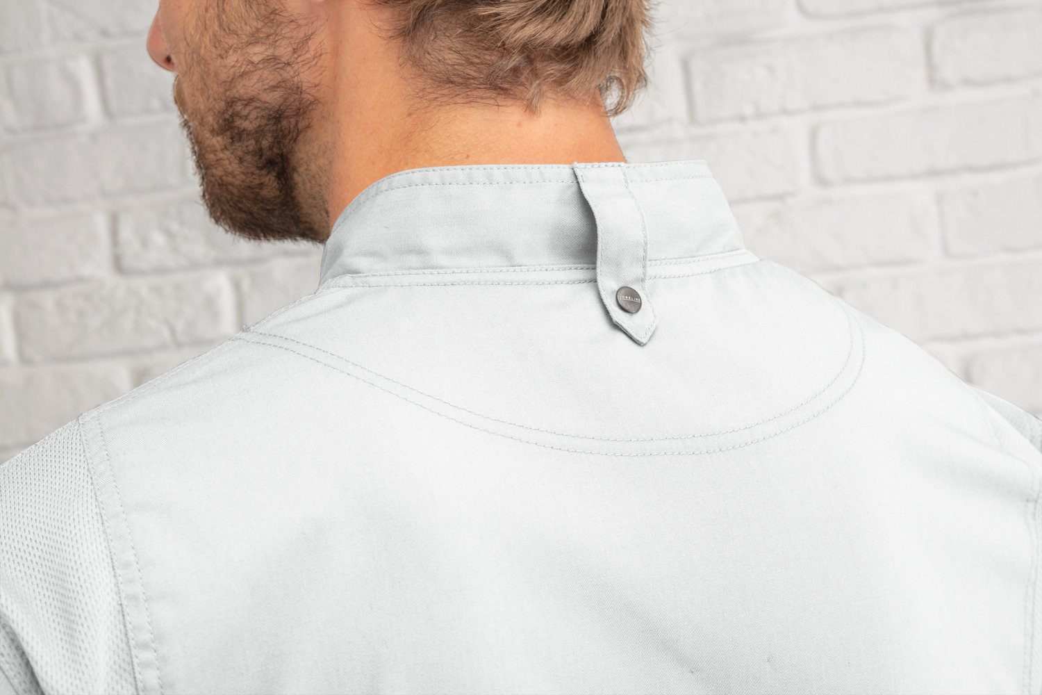 Jacket Bucatar Dame Jobeline Carter, Alb, Maneca Lunga cufunctie Roll-up, Poliester-Bumbac, Insertii Plasa Respirabile, Certificare OEKO-TEX
