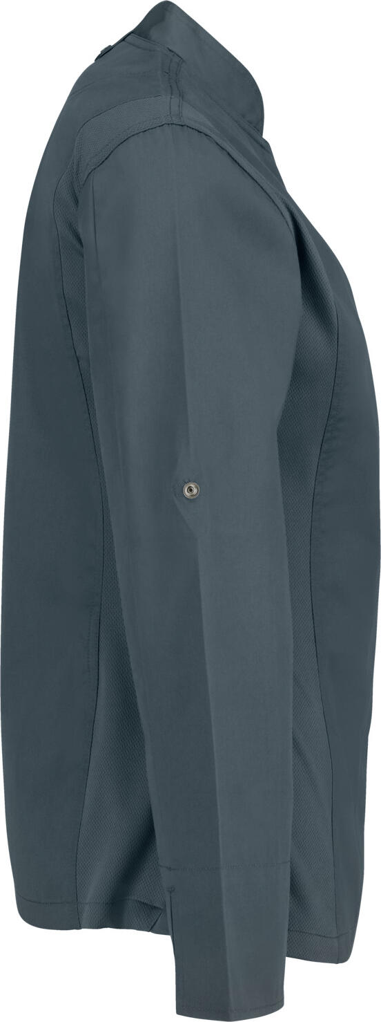 Jobeline Carter Women's Chef Jacket, Long-Sleeved Polyester Cotton Blend, Breathable Mesh Inserts, Roll-up Sleeves, OEKO-TEX Standard 100