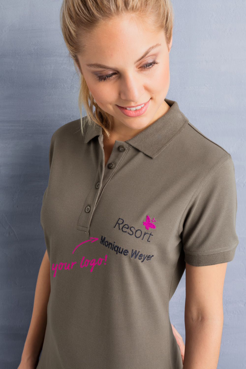 Jobeline Fly Women's Short-Sleeved Polo Shirt, Graphite, Superwash Polyester Cotton Blend, Straight Fit, OEKO-TEX Standard 100 Certified