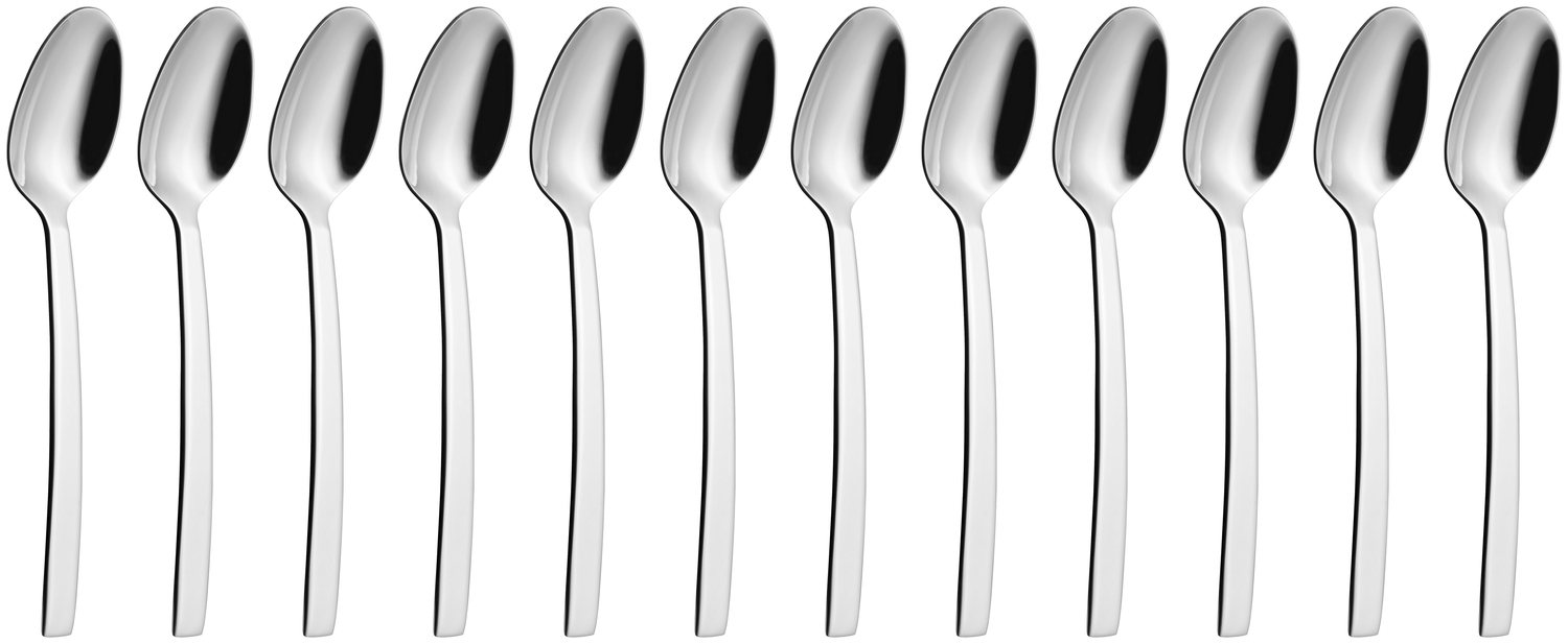 Lingura de cafea VEGA Decaso, otel inoxidabil 18/0 cromat, finisaj oglinda, 13.8 cm, rezistenta la masina de spalat vase, argintiu