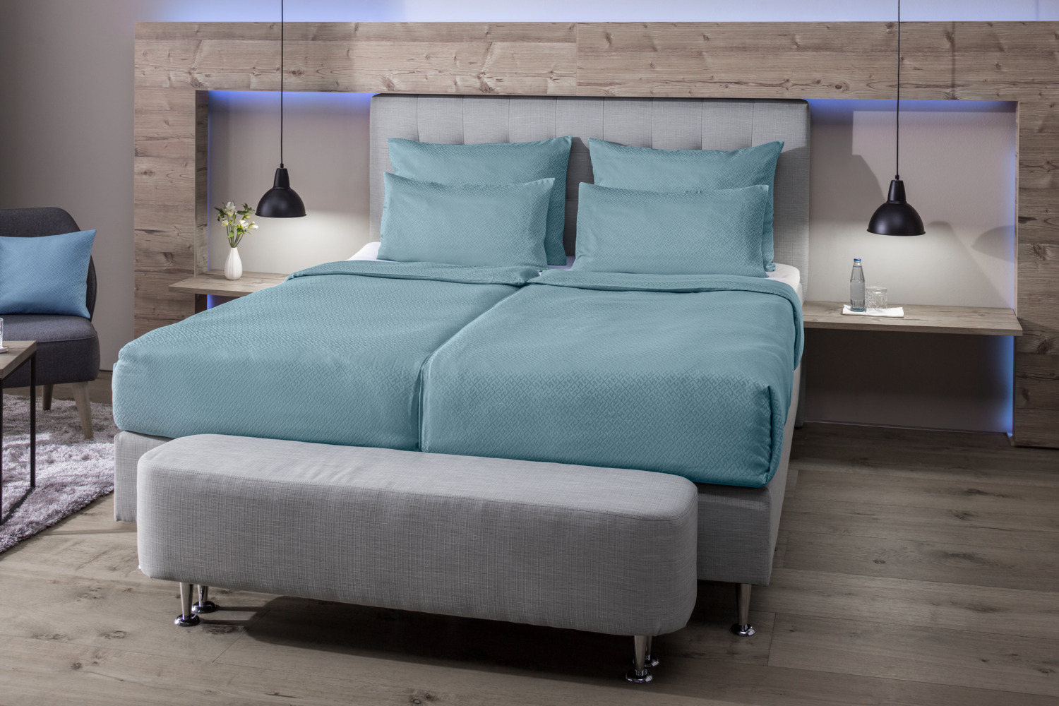 Husa pentru plapuma ERWIN M. LUSINI Maze, 135 x 200 cm, Satin din Bumbac 100%, 175 TC, Alb Perlat, Închidere Hotel, OEKO-TEX Standard 100