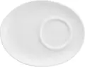 Pulsiva Rio White Porcelain Cappuccino Saucer, Oval Asymmetrical Shape, 17x13x2 cm, Dishwasher and Microwave Safe, Stackable