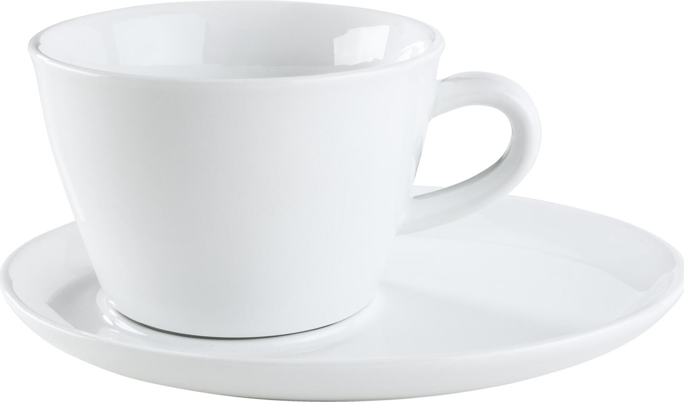Pulsiva Rio White Porcelain Cappuccino Saucer, Oval Asymmetrical Shape, 17x13x2 cm, Dishwasher and Microwave Safe, Stackable