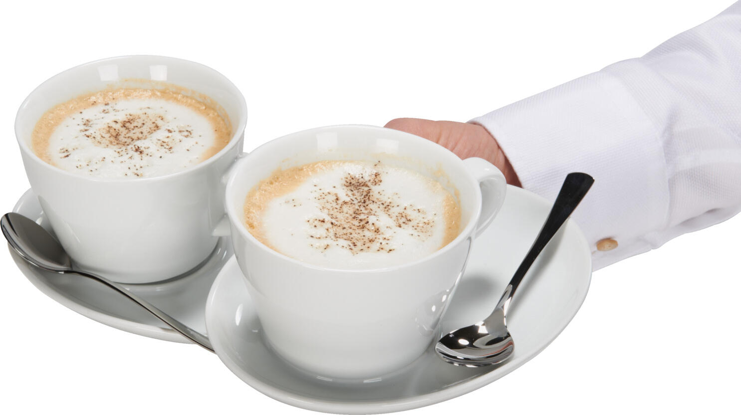 Pulsiva Rio White Porcelain Cappuccino Saucer, Oval Asymmetrical Shape, 17x13x2 cm, Dishwasher and Microwave Safe, Stackable
