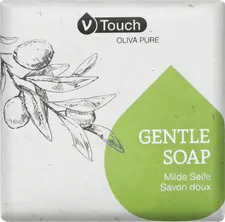 V-Touch LUSINI Solutions GmbH Hotel soap Oliva Pure Hotel Seife Oliva Pure Hotel soap Oliva Pure; white; 400 piece / pack Hotel Seife Oliva Pure; weiß; 400 Stück / Pack Fragrant mild soap V-Touch Oliva Pure. Packaged in a cardboard box made from recycled paper. With nourishing extracts of organic olive oil. The gently foaming hand soap cleans hands and face mildly and reliably and leaves a long-lasting fragrance. The mild soap with high-quality olive oil cares for the skin. It is individually packaged. Wohlduftende milde Seife V-Touch Oliva Pure. Verpackt in einem Karton aus recyceltem Papier. Mit pflegenden Extrakten von Bio-Olivenöl. Die sanft schäumende Handseife reinigt mild und zuverlässig Hände und Gesicht und hinterlässt einen langanhaltenden Duft. Die milde Seife mit hochwertigem Olivenöl pflegt die Haut. Sie ist einzeln verpackt.