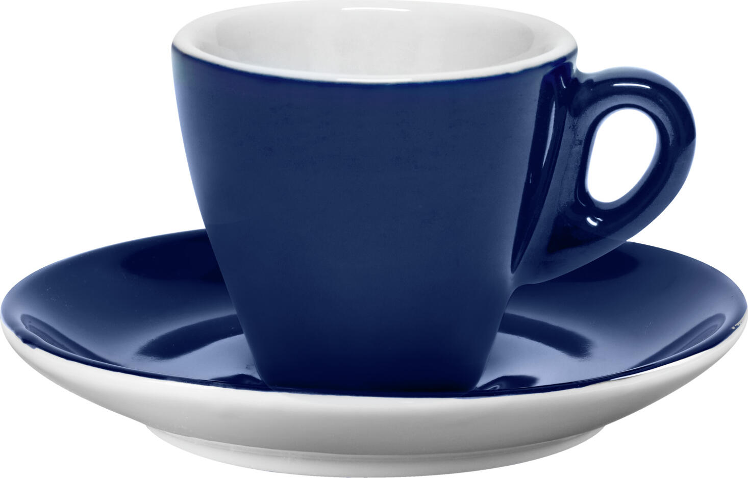 PULSIVA LUSINI Joy 2.0 Espresso Cup, 80 ml Porcelain Coffee Cup, Blue, Dishwasher and Microwave Safe, Round Sturdy Design, White Interior