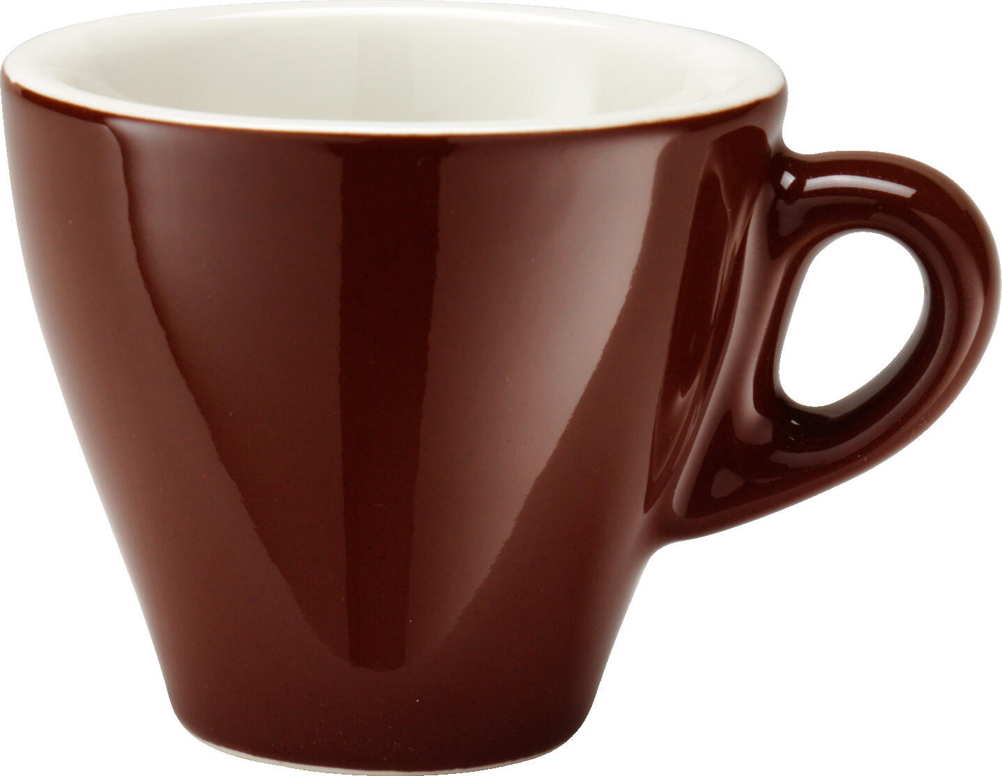 PULSIVA LUSINI Joy 2.0 Espresso Cup, 80 ml Porcelain Coffee Cup, Brown, Dishwasher and Microwave Safe, Round Sturdy Design, White Interior