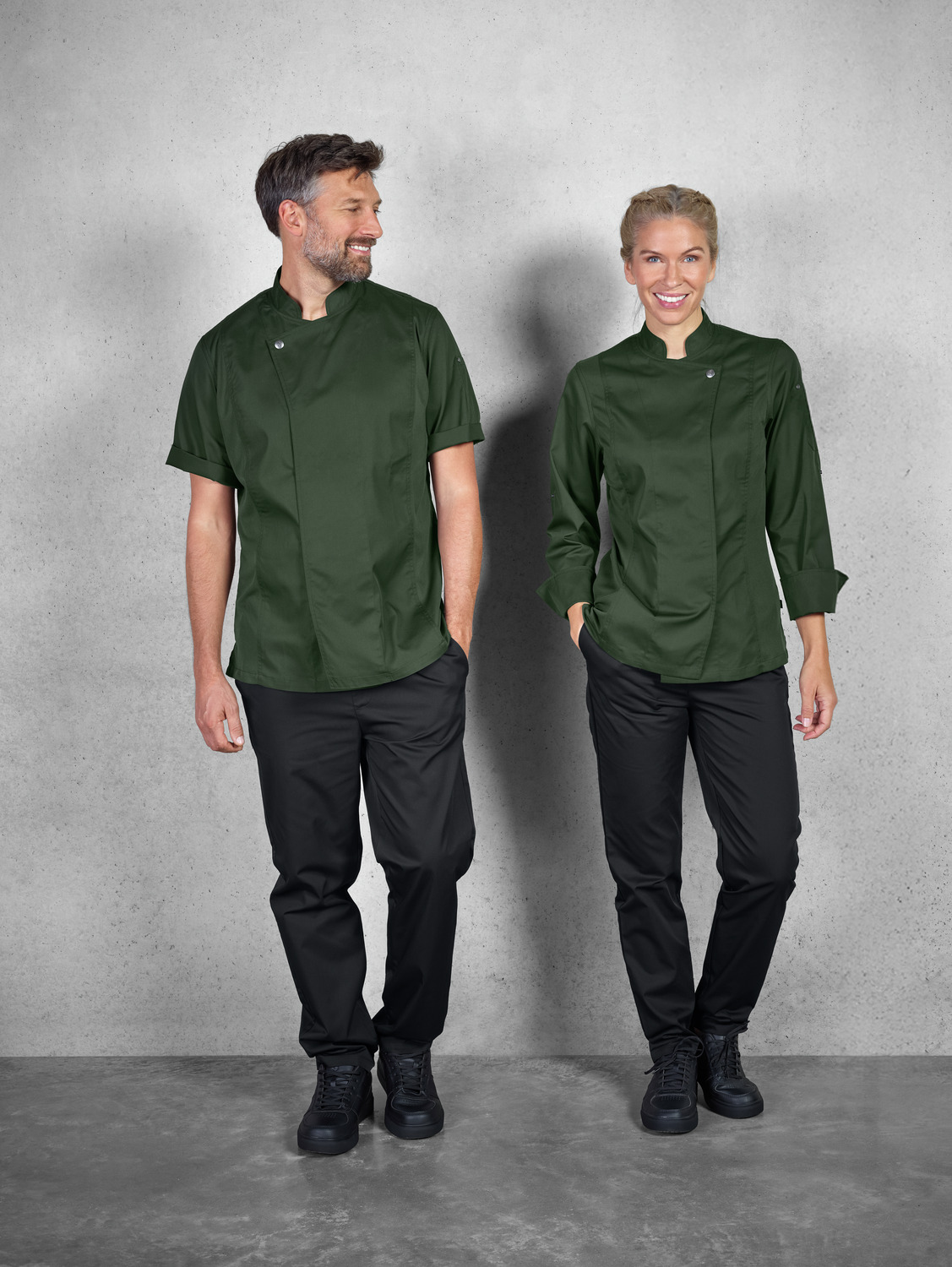 Jobeline Carter Women's Long-Sleeved Chef Jacket, 65% Polyester 35% Cotton, Breathable Mesh Inserts, Roll-up Sleeves, Slightly Waisted, Size 54