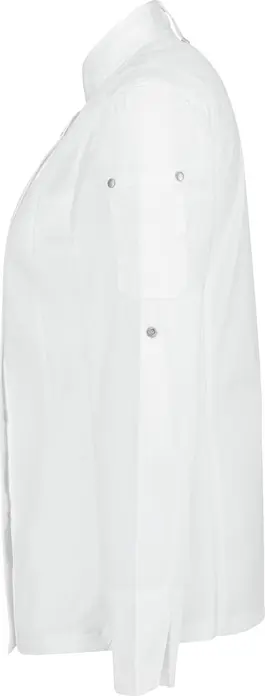 Jobeline Carter Women's Chef Jacket, Long-Sleeved with Roll-up Function, Polyester-Cotton Blend, Breathable Mesh Inserts, White