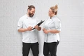 Jobeline Carter Women's Chef Jacket, Long-Sleeved with Roll-up Function, Polyester-Cotton Blend, Breathable Mesh Inserts, White