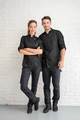Jobeline Carter Women's Chef's Jacket, Long-Sleeved, 65% Polyester 35% Cotton, Breathable Mesh Inserts, Roll-up Sleeves, Black