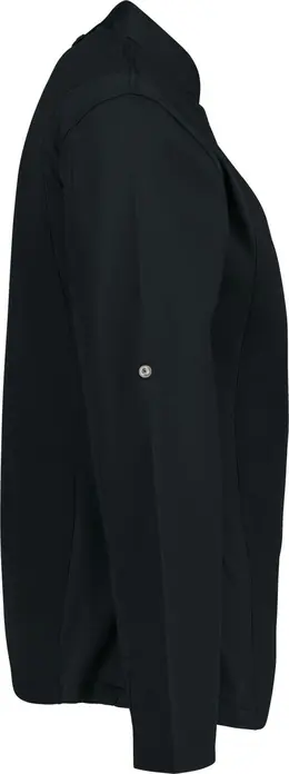 Jobeline Carter Women's Long-Sleeved Chef's Jacket, 65% Polyester 35% Cotton, Breathable Mesh Inserts, Roll-up Sleeves, OEKO-TEX Certified, Black