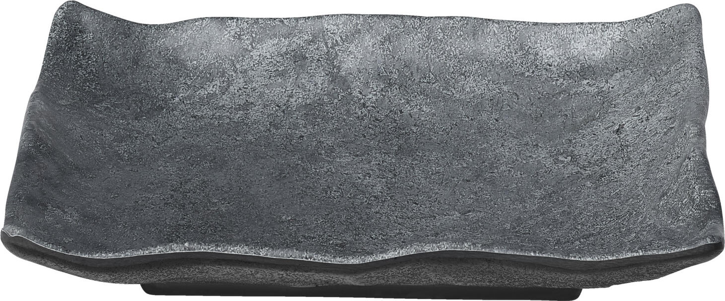 VEGA Clawson Square Platter, Grey Stone Look Melamine, Break Resistant, Dishwasher Safe, 20 x 20 x 3.3 cm