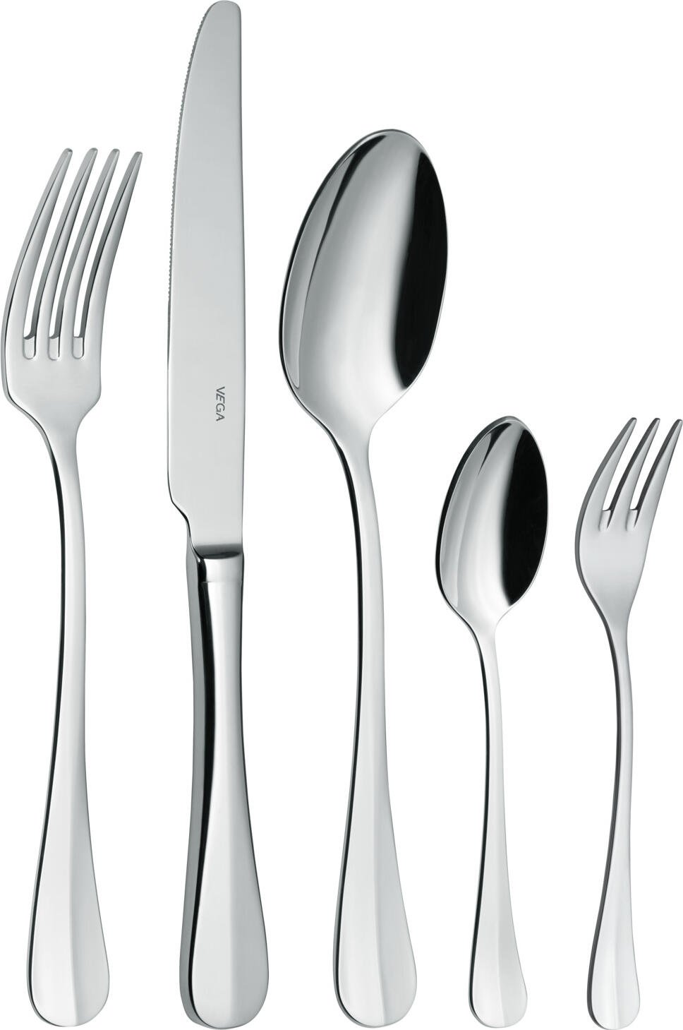 VEGA Baguette Table Fork, 18/10 Chrome-Nickel Stainless Steel, Mirror Polished, 20.1 cm, Silver