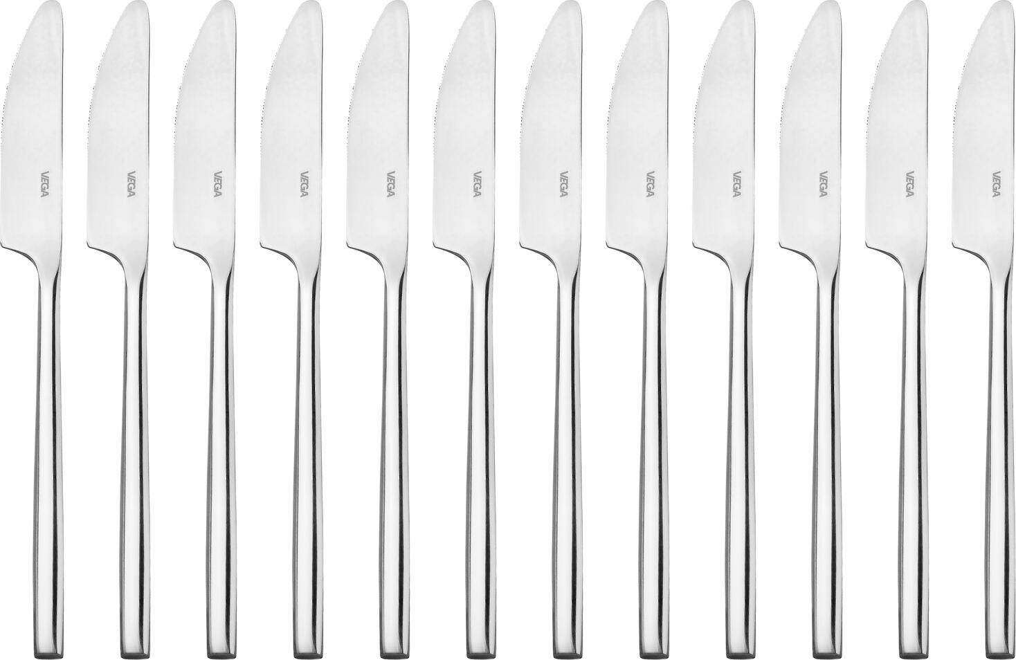 VEGA London Table Knife, 21.2 cm, Mirror Polished Chrome Stainless Steel, Slim Round Handle, Professional Gastronomy Cutlery