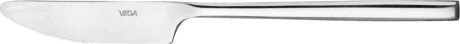 VEGA LUSINI Solutions GmbH Table knife London Menümesser London Table knife London; 21.2 cm (L); silver, handle silver; 12 piece / pack Menümesser London; 21.2 cm (L); silber, Griff silber; 12 Stück / Pack Chrome stainless steel 18/0. Table knife in simple and slim design. Round handle. Mirror polished. Material thickness 7.5 mm (measured at the strongest point of the table fork). Suitable for dishwasher. Chrom-Edelstahl 13/0, rostfrei. Menümesser in schlichtem und schmalem Design. Runder Griff. Hochglanzpoliert. Gastronomiegerechte Materialstärke 7,5 mm (gemessen an der stärksten Stelle der Menügabel). Spülmaschinengeeignet.