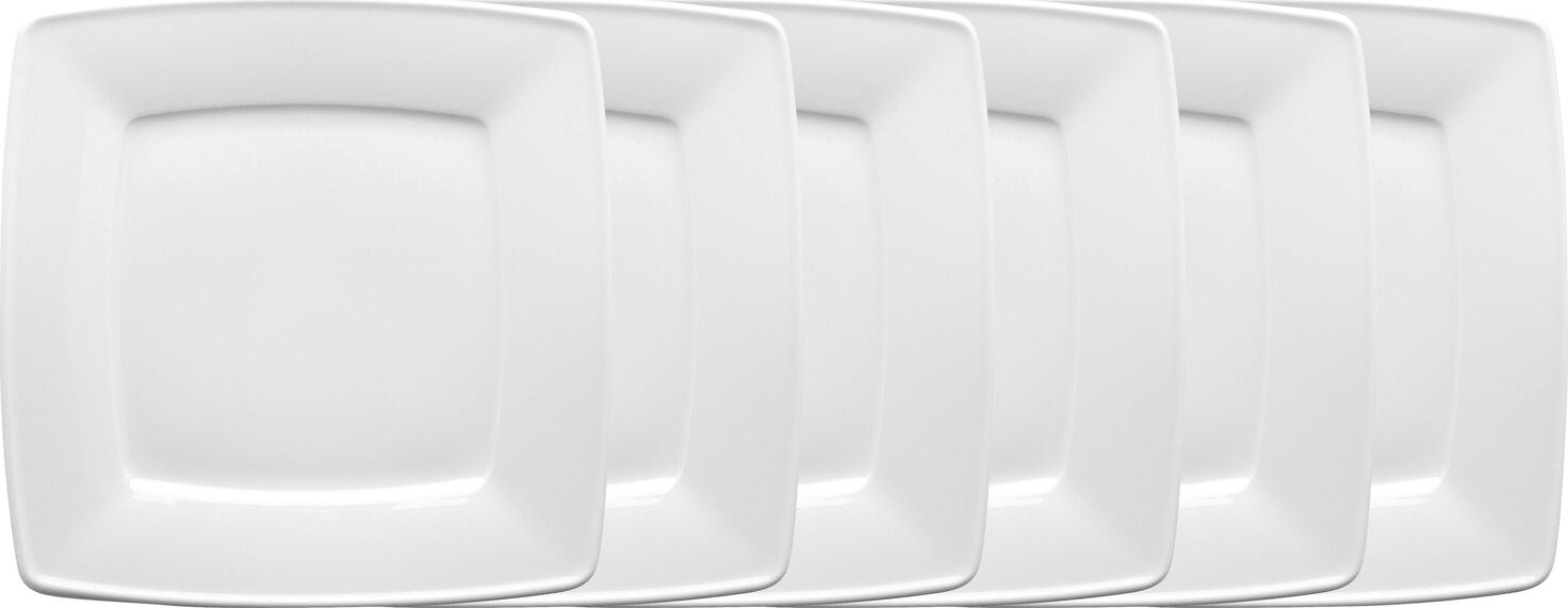 VEGA Melbourne Square Flat Plate, White Porcelain, 28 x 28 cm, Robust Food-Safe Dishwasher and Microwave Safe Dinnerware
