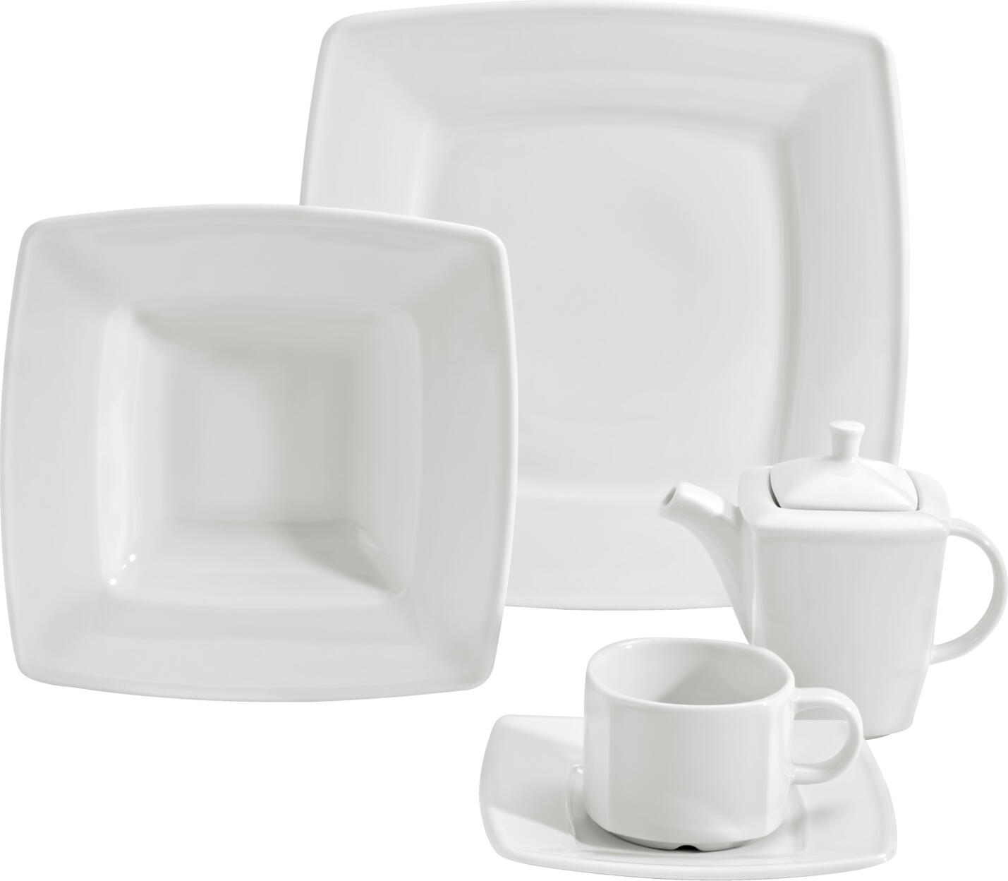 VEGA Melbourne Square Flat Plate, White Porcelain, 28 x 28 cm, Robust Food-Safe Dishwasher and Microwave Safe Dinnerware