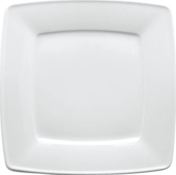 VEGA Melbourne Square Flat Plate, White Porcelain, 17 x 17 cm, Robust Design, Dishwasher and Microwave Safe