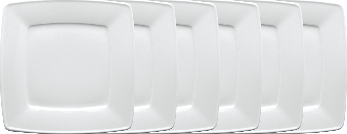 VEGA Melbourne Square Flat Plate, White Porcelain, 17 x 17 cm, Robust Design, Dishwasher and Microwave Safe