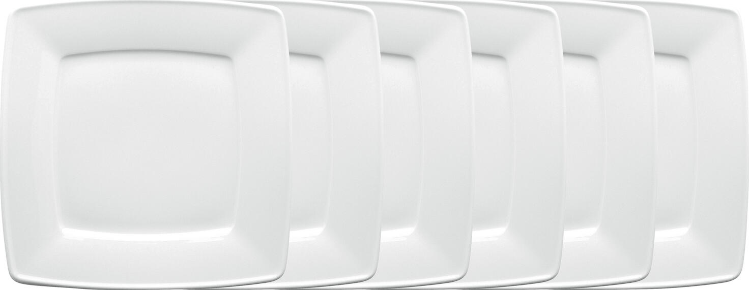 VEGA Melbourne Square Flat Plate, White Porcelain, 19 x 19 cm, Dishwasher and Microwave Safe, Robust Food-Safe Design