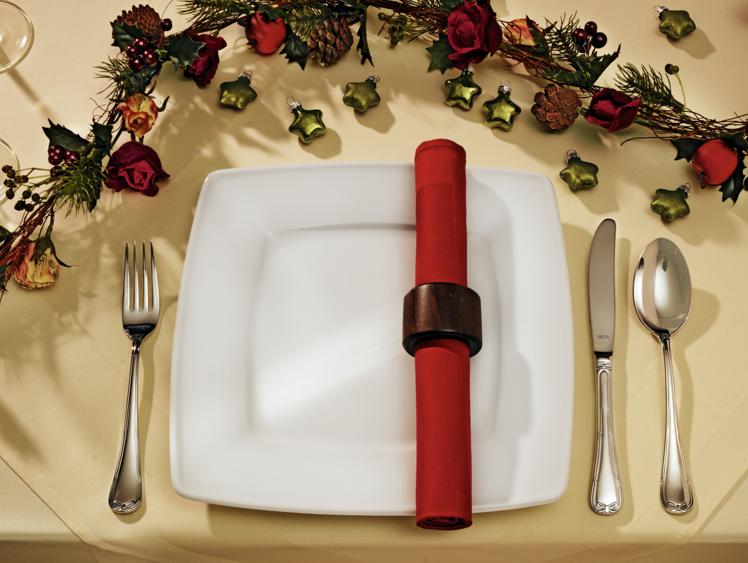 VEGA Melbourne Square Flat Plate, White Porcelain, 21 x 21 cm, Robust Straight Design, Dishwasher and Microwave Safe