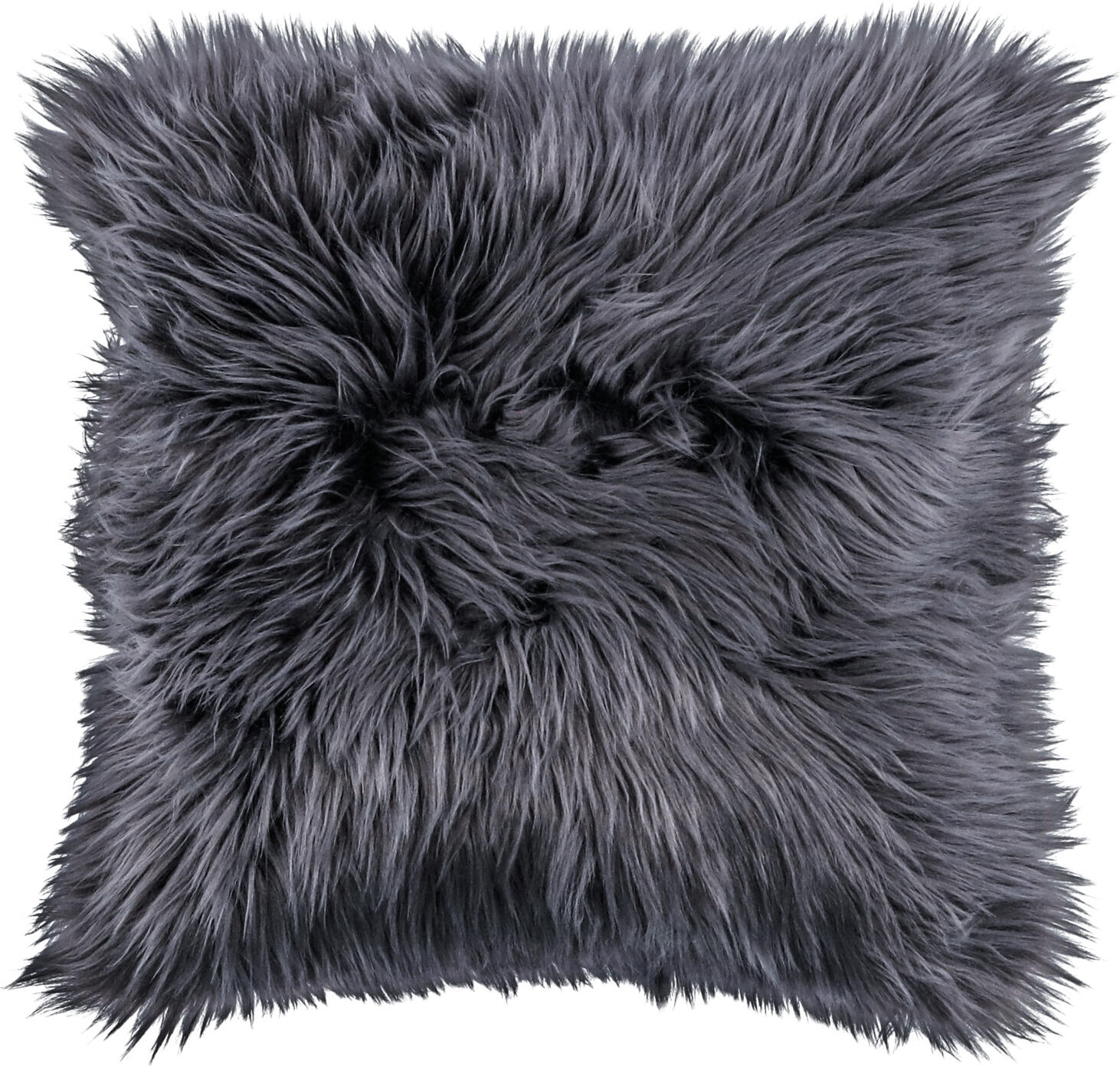 ERWIN M. LUSINI Solutions GmbH Bergen Square Cushion Cover, 40x40 cm, Anthracite, High-Quality Faux Fur Polyacrylic and Polyester, Zip Fastening