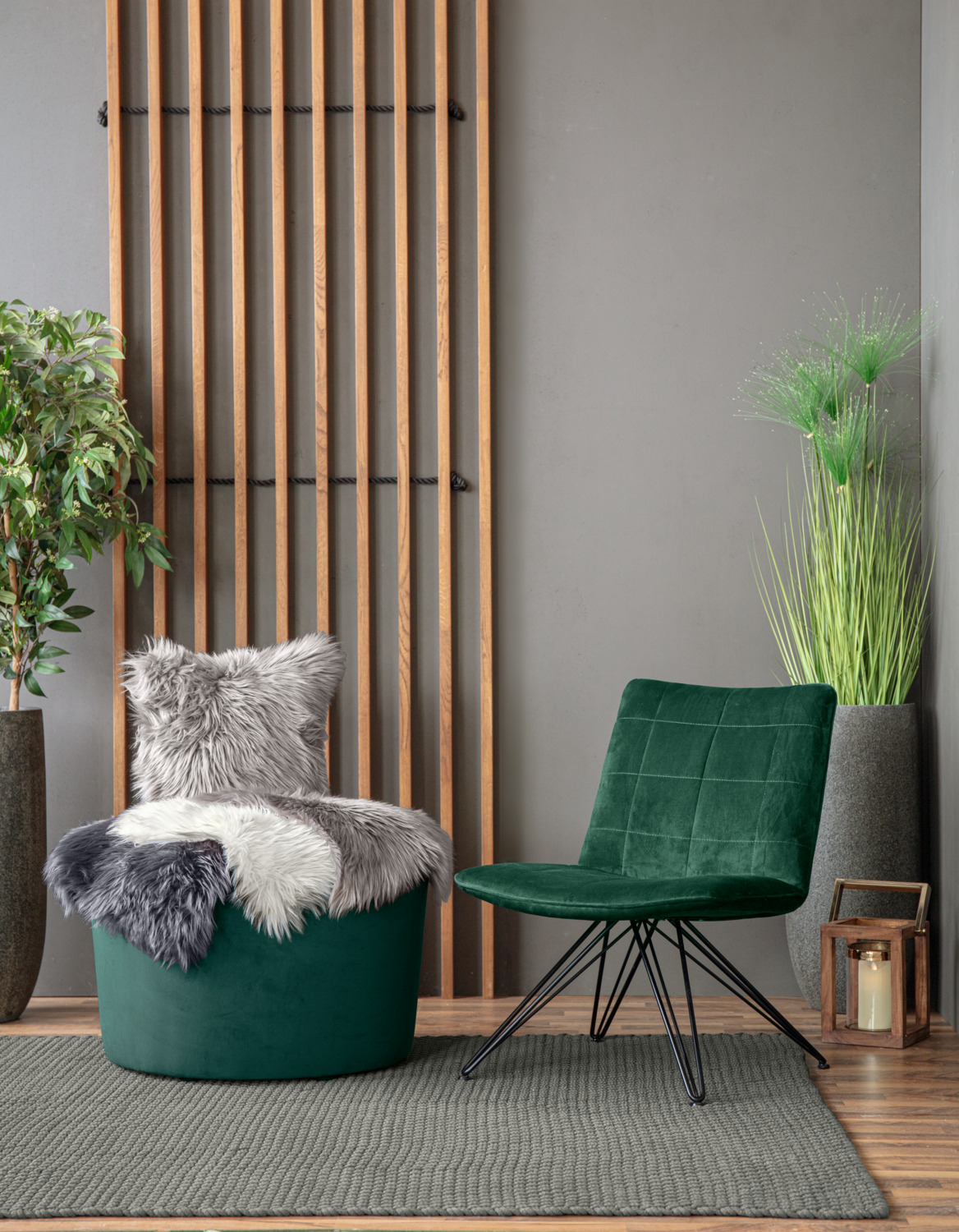 ERWIN M. LUSINI Solutions GmbH Bergen Square Cushion Cover, 40x40 cm, Grey, High-Quality Faux Fur Polyacrylic and Polyester, Zip Fastening
