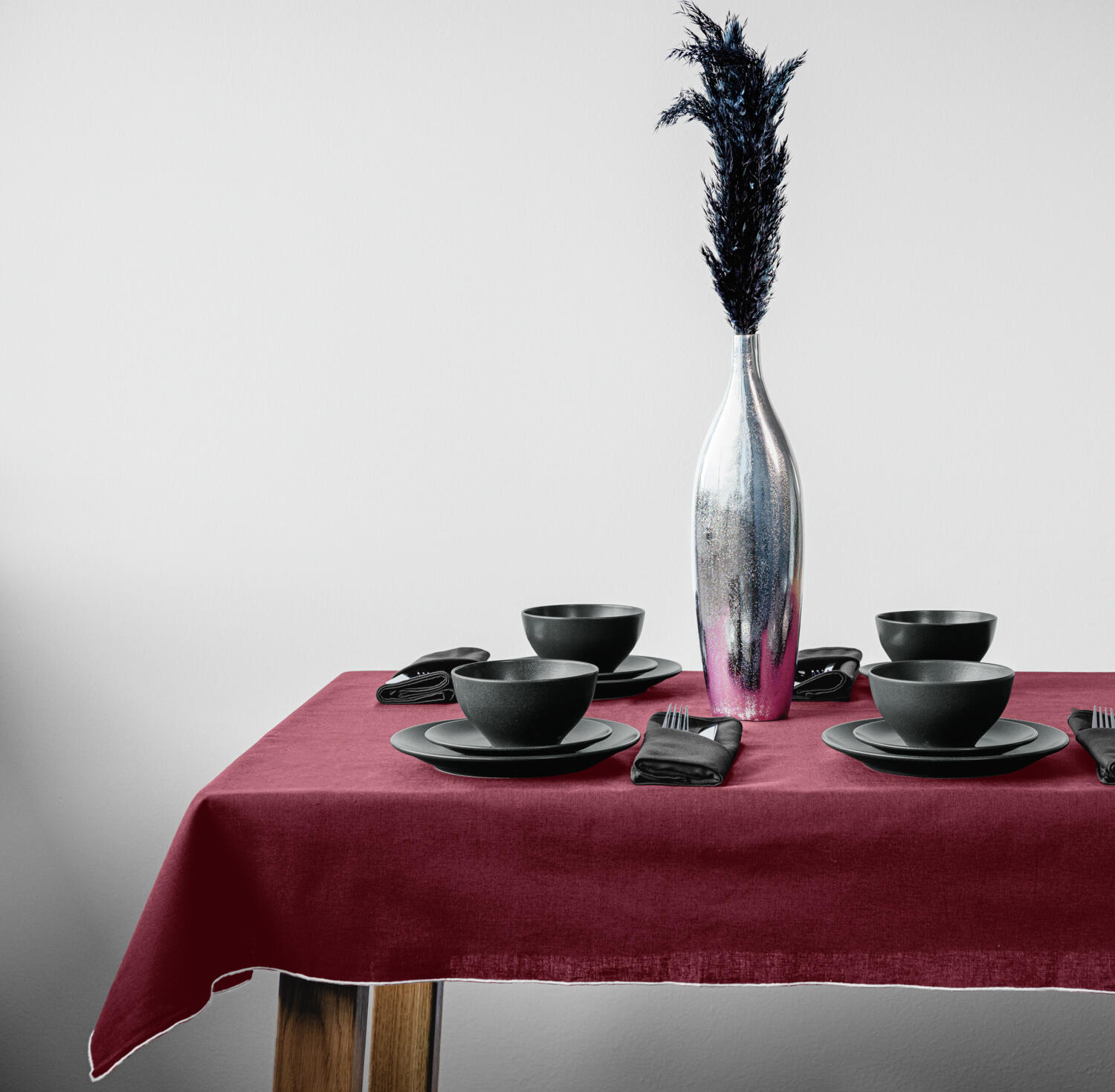 VEGA Masca Round Porcelain Bowl Set, Black, 6 pieces, 600 ml, 14 cm Diameter, 7 cm Height, Professional Catering Grade, Dishwasher and Microwave Safe