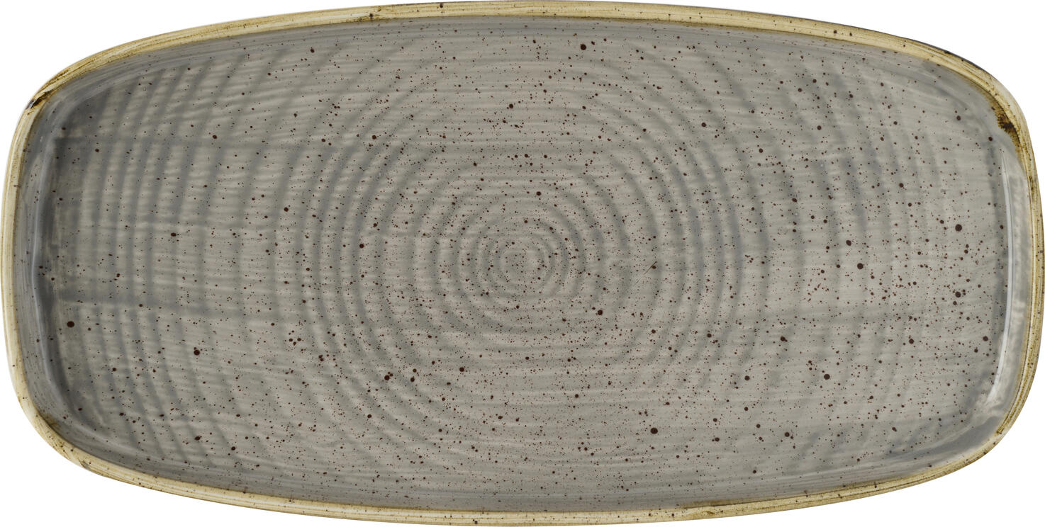 Churchill Stonecast Peppercorn Grey Porcelain Walled Oblong Platter, 30 x 15.4 x 2 cm, Professional HORECA Rustic Speckle Plate