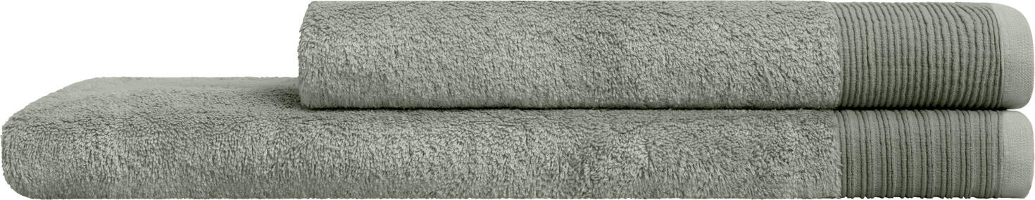 ERWIN M. LUSINI Balance Shower Towel, 50 x 100 cm, 600 g/m², Grey, Cotton and Bamboo Viscose Walk Terry, Silky Velvety Texture