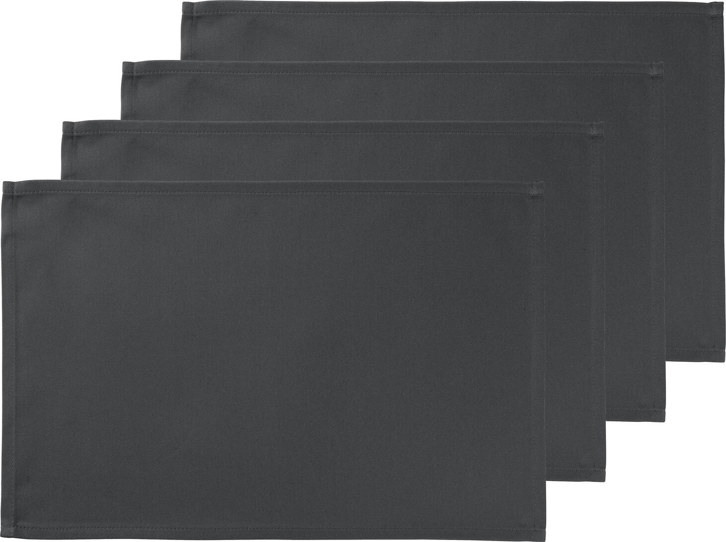ERWIN M. LUSINI Vivienne Placemat, 30x45 cm, Dark Grey, Cotton-Polyester Blend, Plain Satin Weave, OEKO-TEX Standard 100 Certified, Durable and Easy-Care