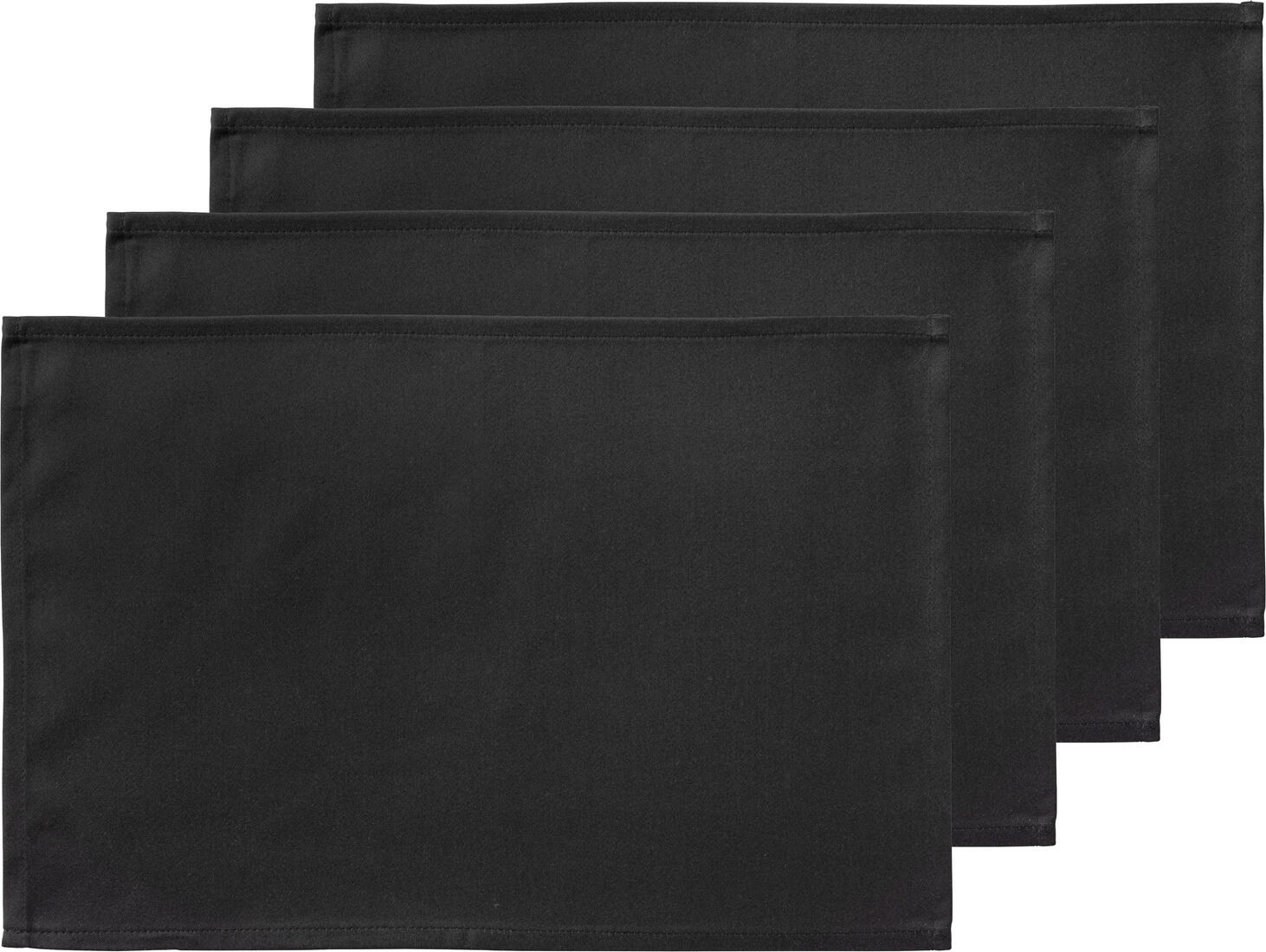ERWIN M. LUSINI Vivienne Placemat, 30x45 cm, Black, Cotton-Polyester Blend, Plain Satin Weave, OEKO-TEX Standard 100 Certified, Durable and Easy-Care