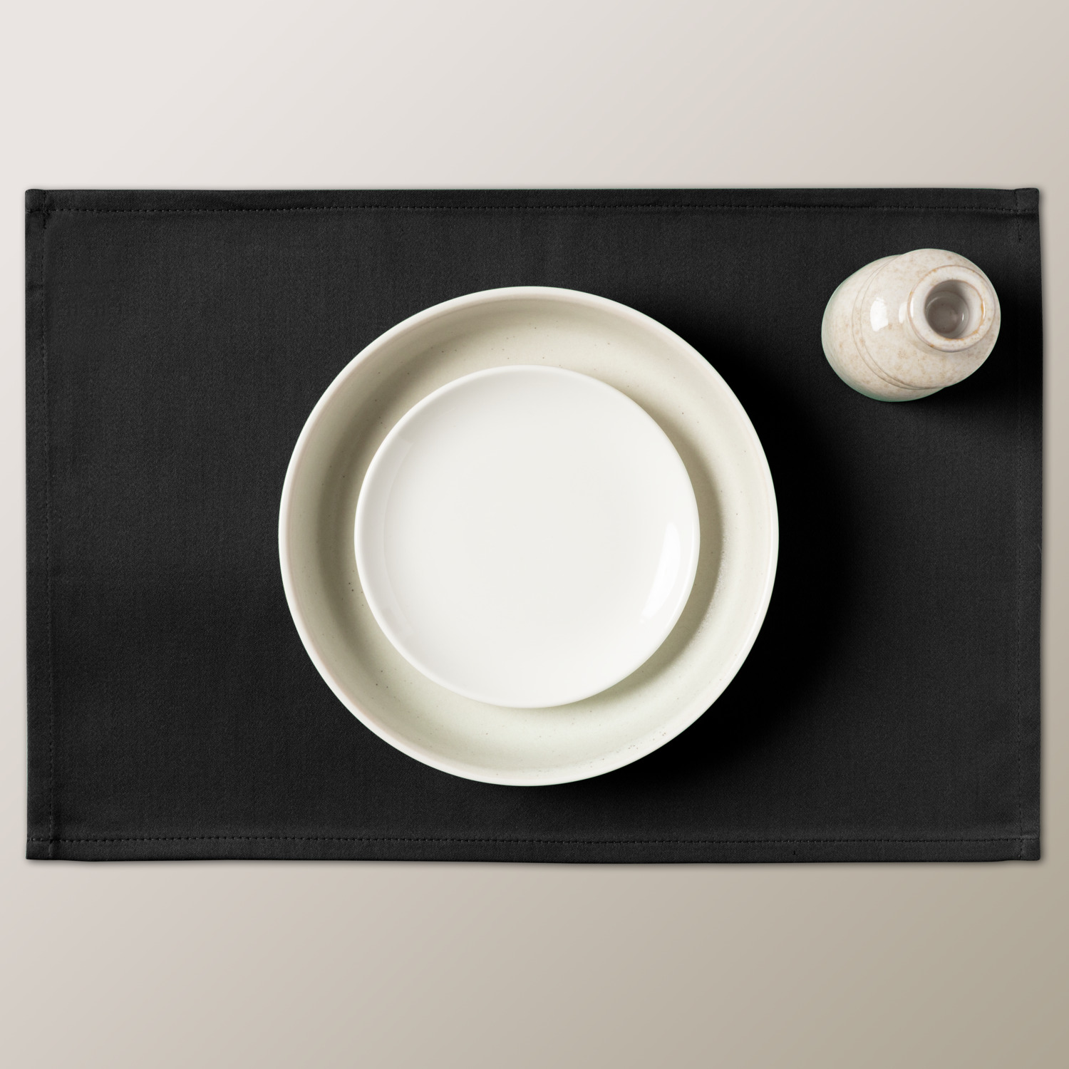 ERWIN M. LUSINI Vivienne Placemat, 30x45 cm, Black, Cotton-Polyester Blend, Plain Satin Weave, OEKO-TEX Standard 100 Certified, Durable and Easy-Care